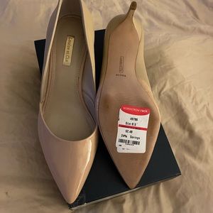 Louise et cie 8.5 kitten heels nude pumps patent leather lamb skin work career